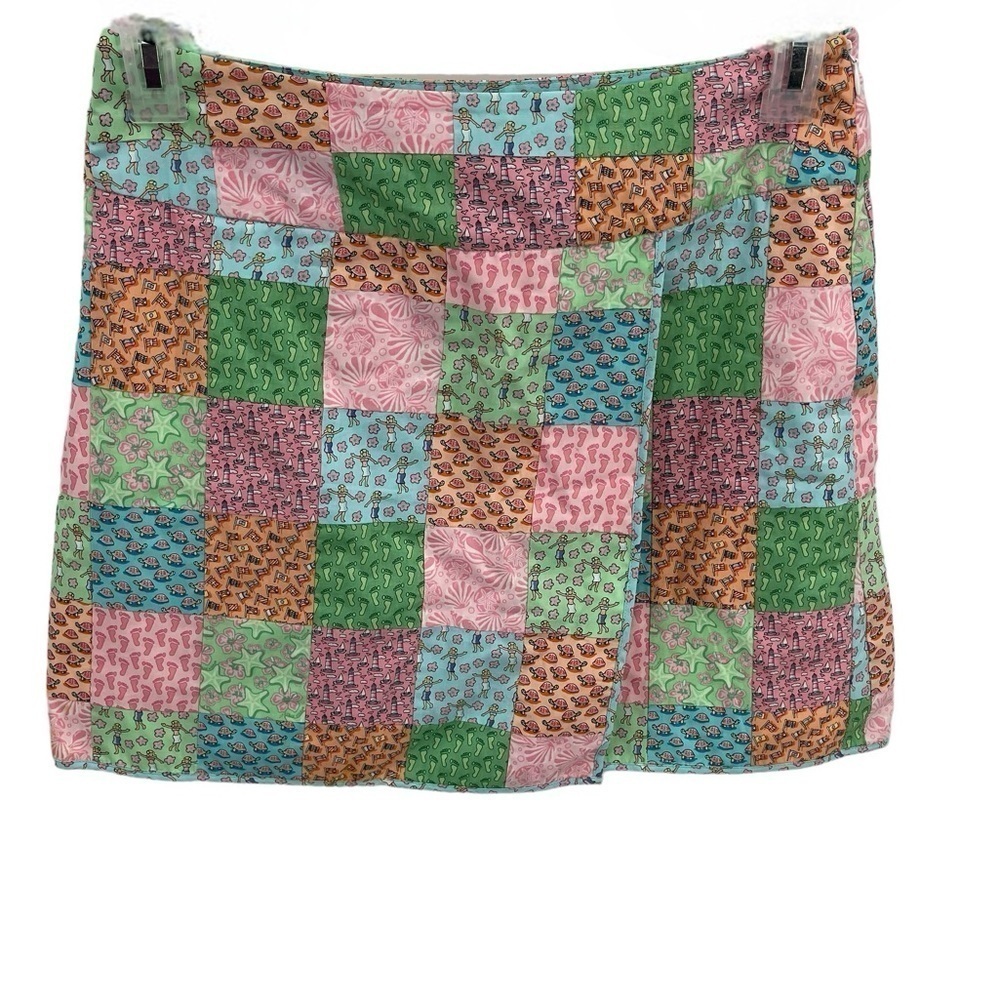 Vineyard Vines Patchwork Wrap Look Skirt Size 4 Cotton Side Zip Lined Women’s